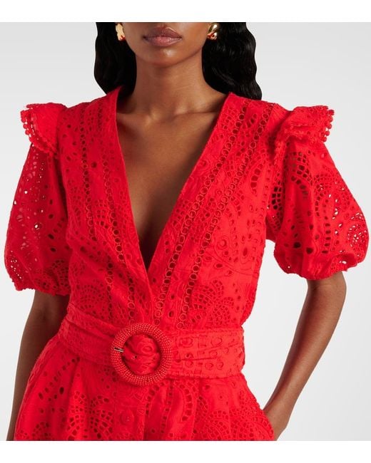 Mono De Algodon Con Bordado Ingles Farm Rio de color Red