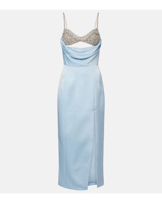 Rachel Gilbert Blue Celestia Crepe Satin Cocktail Dress