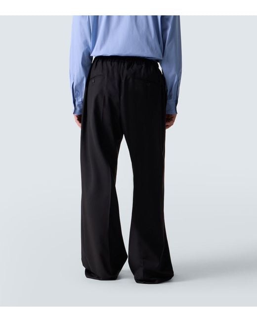 Plan C Black Wool Wide-Leg Pants for men