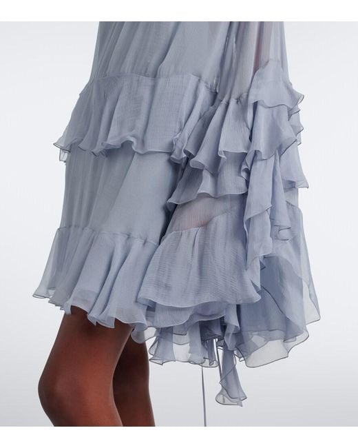 Chloé Blue Ruffled Muslin Minidress