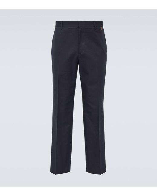 Gucci Blue Cotton Twill Straight Pants for men