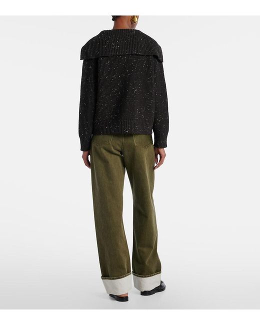 Bottega Veneta Black Ribbed-Knit Wool-Blend Cardigan