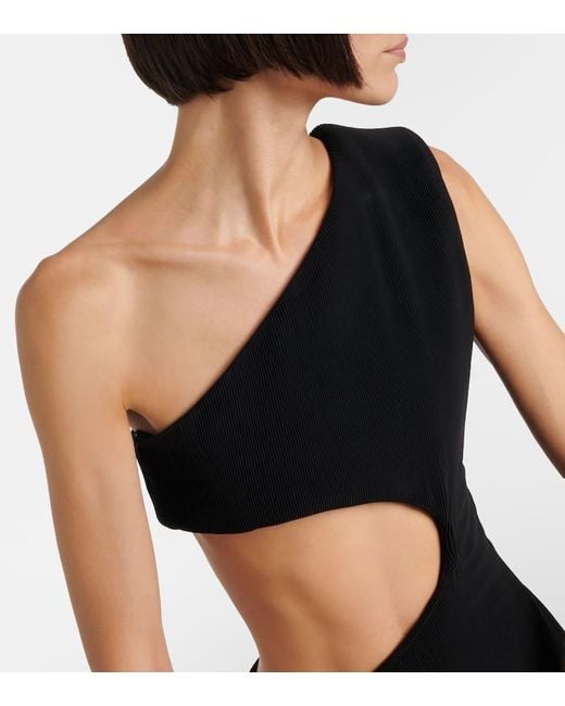 Vestido Midi Asimetrico Con Abertura Alaïa de color Black