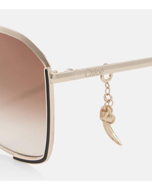 Chloé Brown Symbols Square Sunglasses