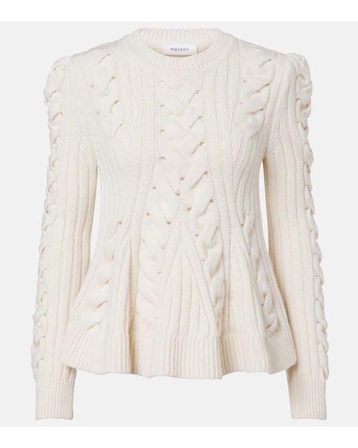Alexander McQueen Natural Cable-Knit Wool And Cashmere Sweater