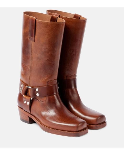 Paris Texas Brown Roxy 45 Leather Biker Boots