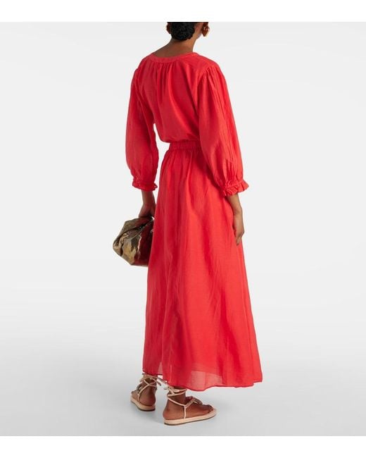 Velvet Red Mariela Cotton And Silk Maxi Skirt