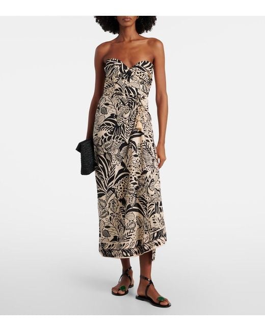 Poupette White Collina Printed Cotton Midi Dress