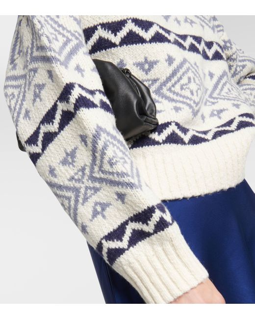 Pull intarsia en laine, coton et alpaga Polo Ralph Lauren en coloris Gray