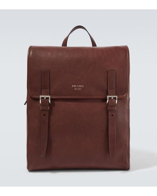 Prada Brown Leather Backpack for men