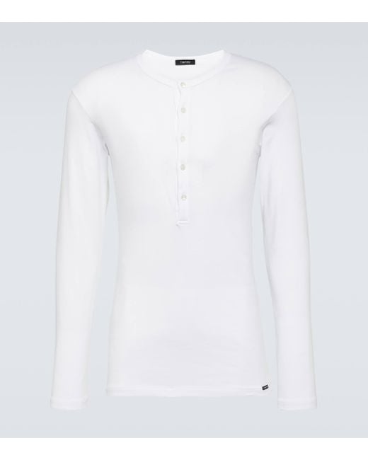 Chemise Henley en coton Tom Ford pour homme en coloris White