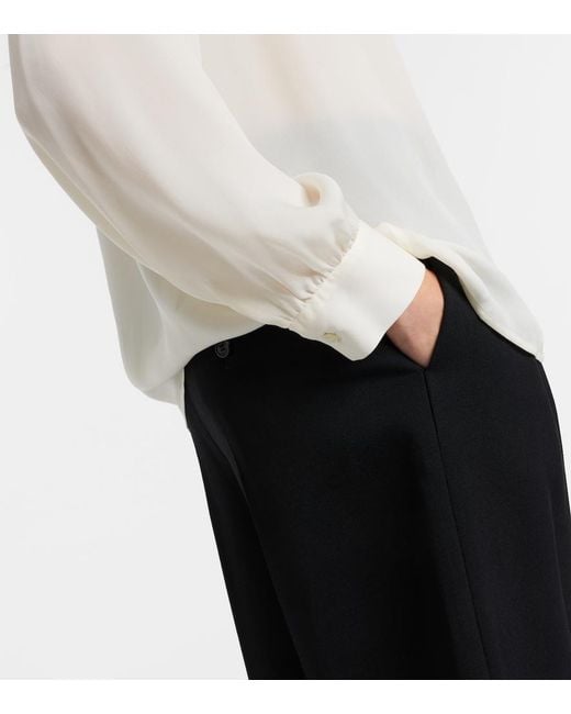 Nili Lotan White Axelle Silk Georgette Blouse