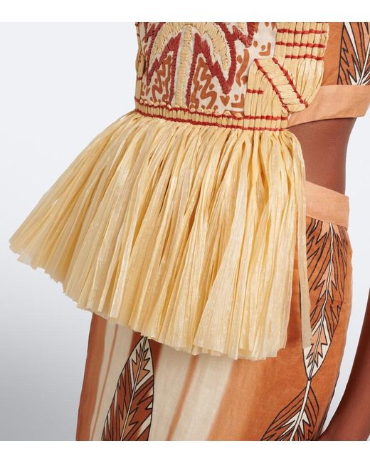 Johanna Ortiz Metallic Andean Mythology Printed Linen Maxi Dress