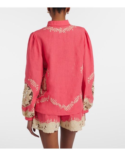 Valentino Pink Embroidered Linen Shirt