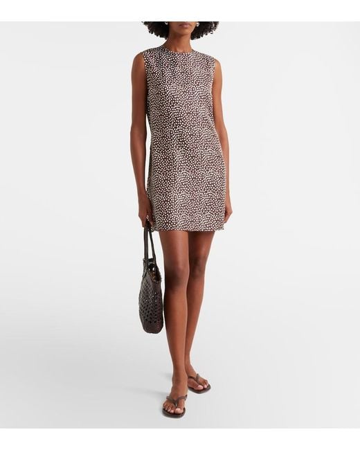 Asceno Brown Sintra Polka-Dot Silk Twill Minidress