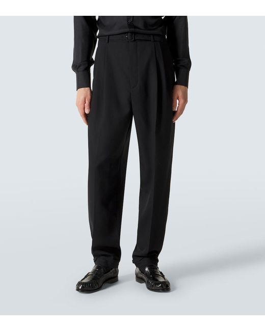 Saint Laurent Black Wool Gabardine Straight Pants for men
