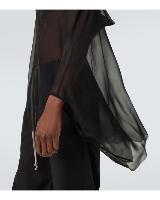 Rick Owens Gray Silk Hoodie for men