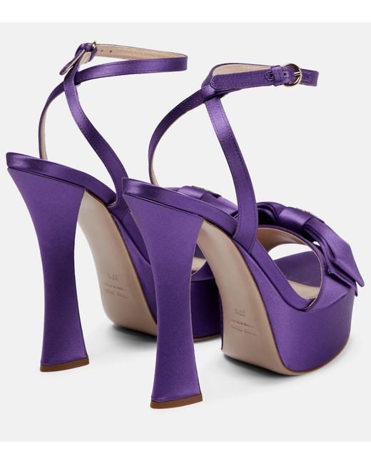 Miu Miu Purple Satin Platform Sandals