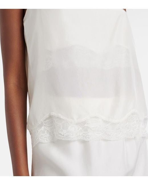 Dorothee Schumacher White Playful Volumes Lace-Trimmed Silk Top