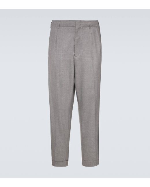 Brunello Cucinelli Gray Virgin Wool Tapered Pants for men
