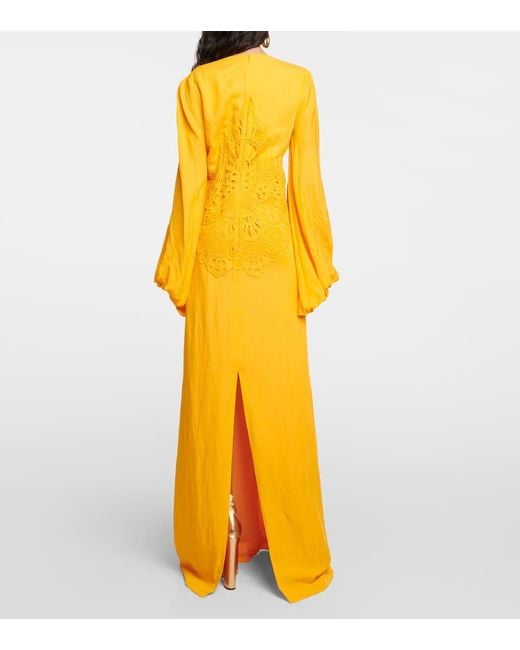 Costarellos Yellow Broderie Anglaise Gown