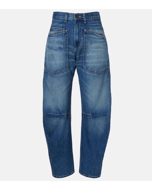 Nili Lotan Blue Shon Barrel-Leg Jeans