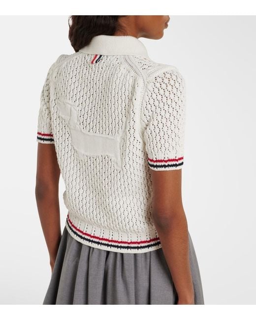 Thom Browne White Pointelle Cotton Top