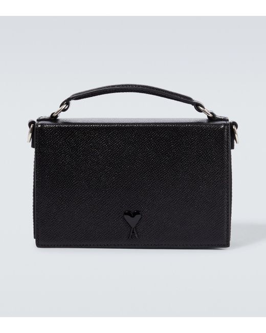 AMI Black Sac Lunch Box Leather Shoulder Bag for men