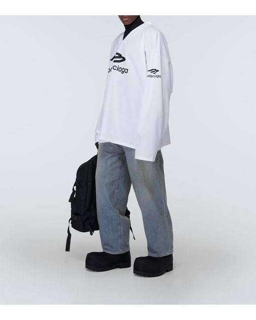 Balenciaga Blue Waterproof Wide-Leg Jeans for men