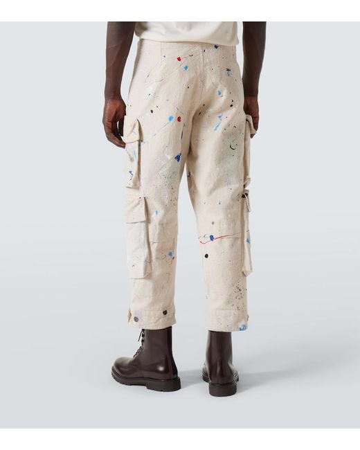 Greg Lauren Natural Painters Printed Cotton Cargo Pants for men