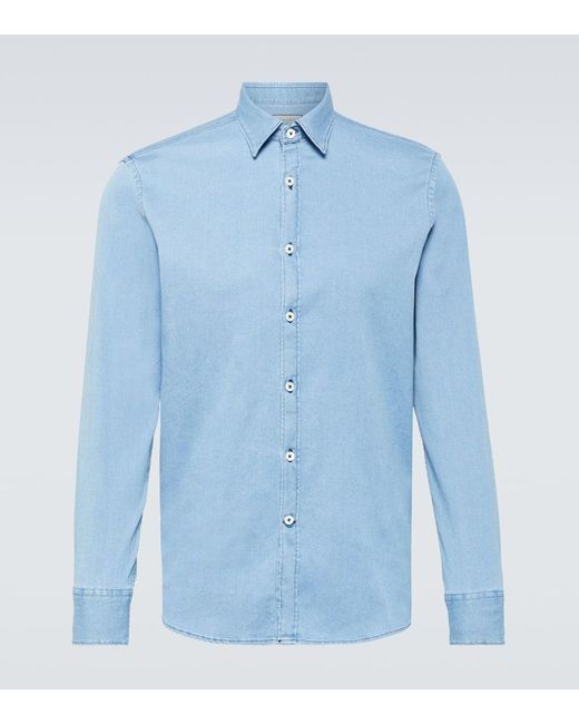Camisa de denim Canali de hombre de color Blue