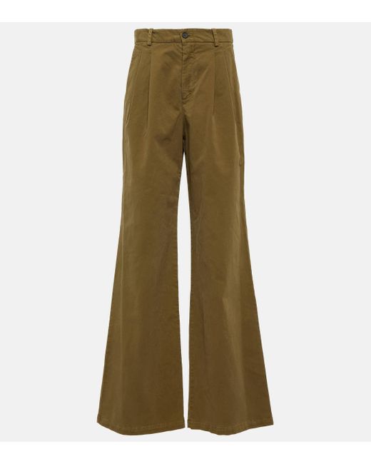 Nili Lotan Green Flavie Cotton-blend Wide-leg Pants