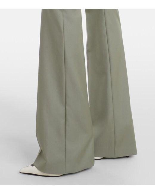 McQueen Green Wool Flared Pants