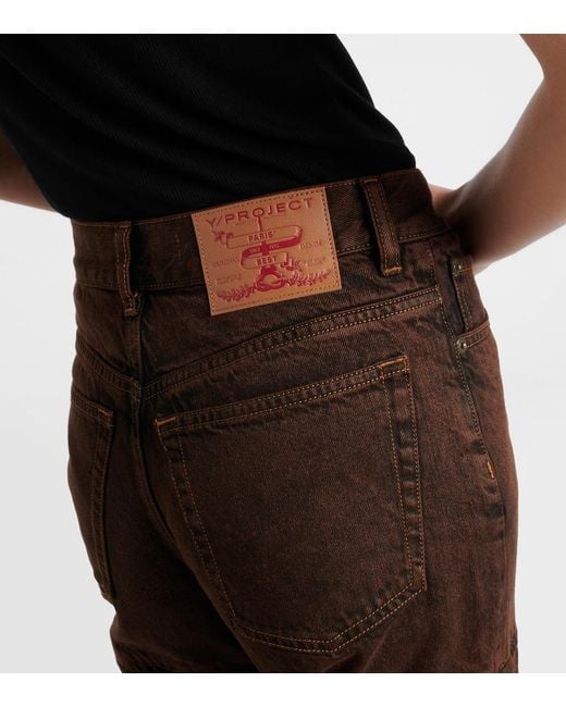 Y. Project Brown Layered High-Rise Wide-Leg Jeans