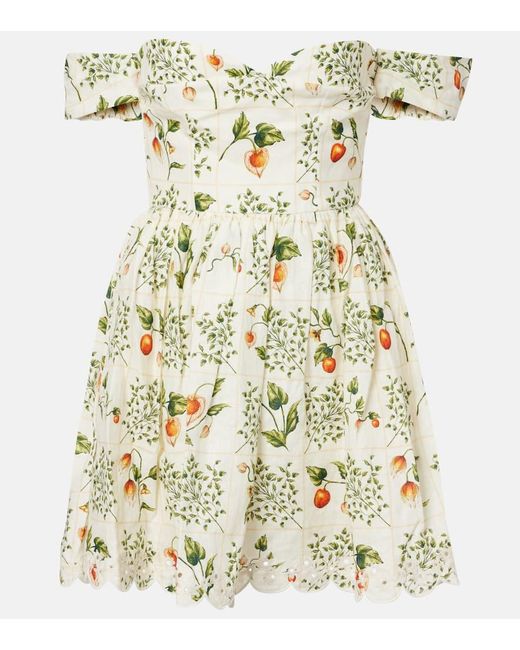 Vestido Corto Poesia De Lino Estampado Agua Bendita de color Metallic