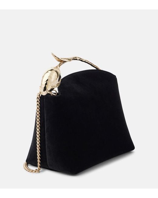 Erdem Black Bloom Mini Velvet Tote Bag