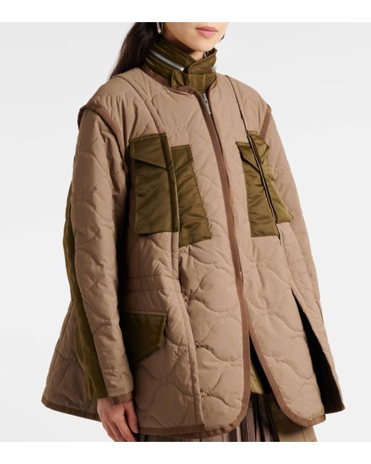 Sacai Brown Quilted Ripstop Coat