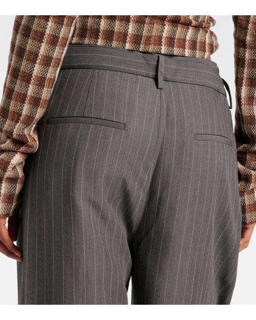 Acne Gray Plave Pinstripe Wide-Leg Pants