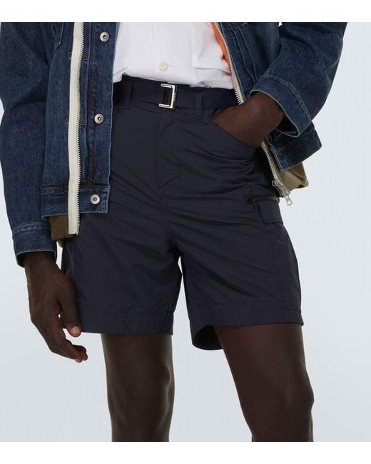 Sacai Blue Taffetta Bermuda Shorts for men