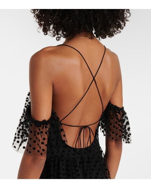 Alexandra Miro Black Carmen Tiered Tulle Maxi Dress