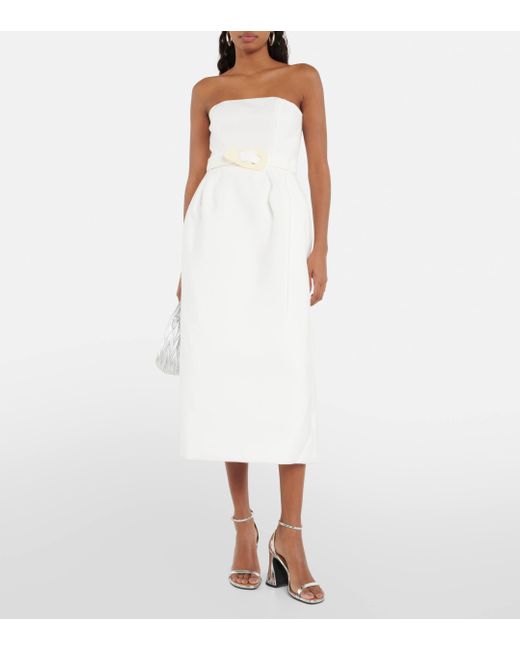 Adriana Degreas White Strapless Midi Dress