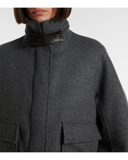 Brunello Cucinelli Black Shearling-Trimmed Alpaca-Blend Down Jacket