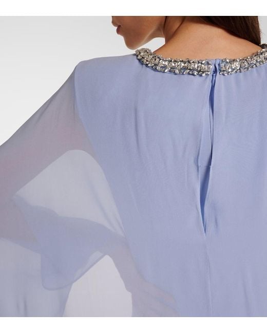 Roland Mouret Blue Verzierte Robe Aus Seidenchiffon