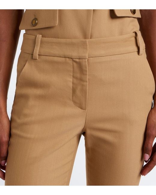 Veronica Beard Natural Corbette Twill Flared Pants