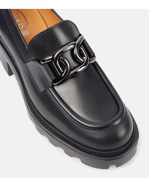 Tod's Black Leather Loafer Pumps