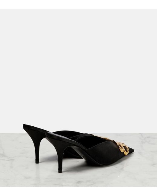 Balenciaga Bb Satin Mules in Black | Lyst