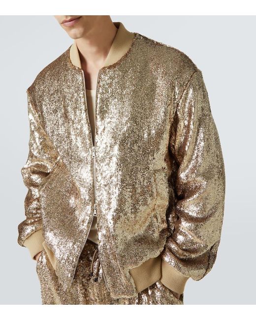 Dries Van Noten Bomberjacke Mit Pailletten in Metallic für Herren