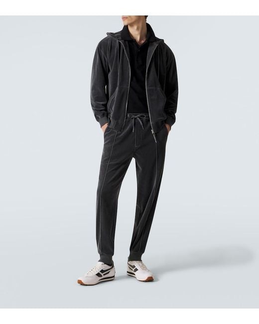Tom Ford Blue Cotton-Blend Velour Sweatpants for men