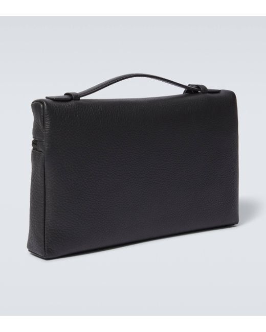 Loro Piana Black Extra Leather Pouch for men
