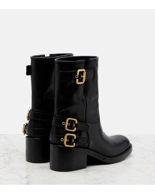 Chloé Black Dakota Leather Biker Boots